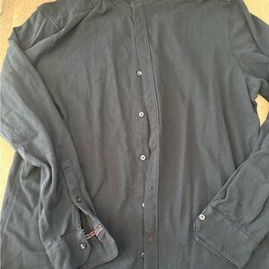 Kiabi Men's Navy Slim Fit Shirt - Mandarin/Mao Collar - 100% Cotton